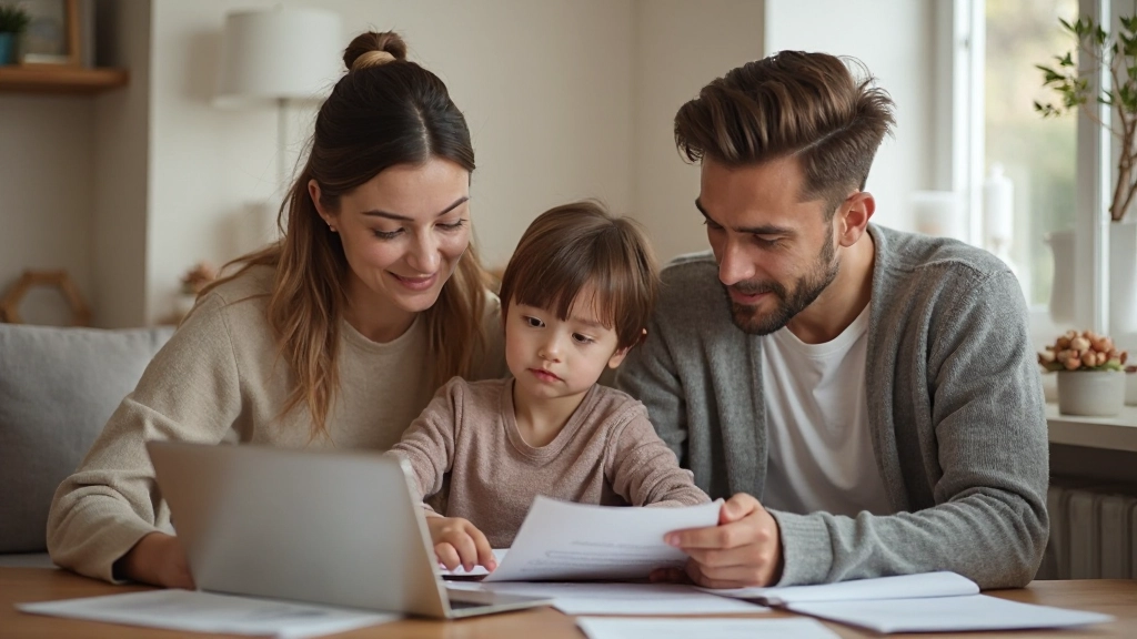 Семья обсуждает финансовые цели и планы, показывает ребенку финансовую грамотность