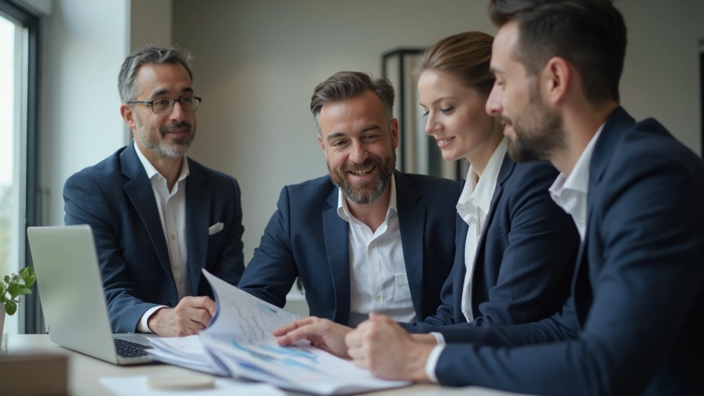 Снимок консультанта по ипотеке разъясняющего условия кредита семье с помощью графиков и расчётов на экране компьютера в офисе