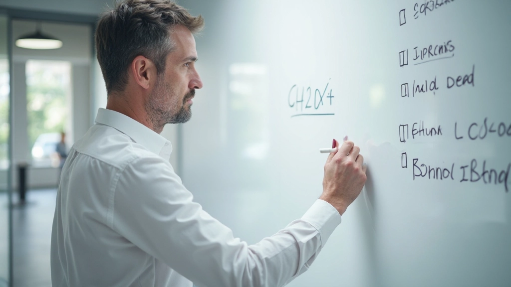 Фото расчетов на доске с формулами и графиками роста инвестиций